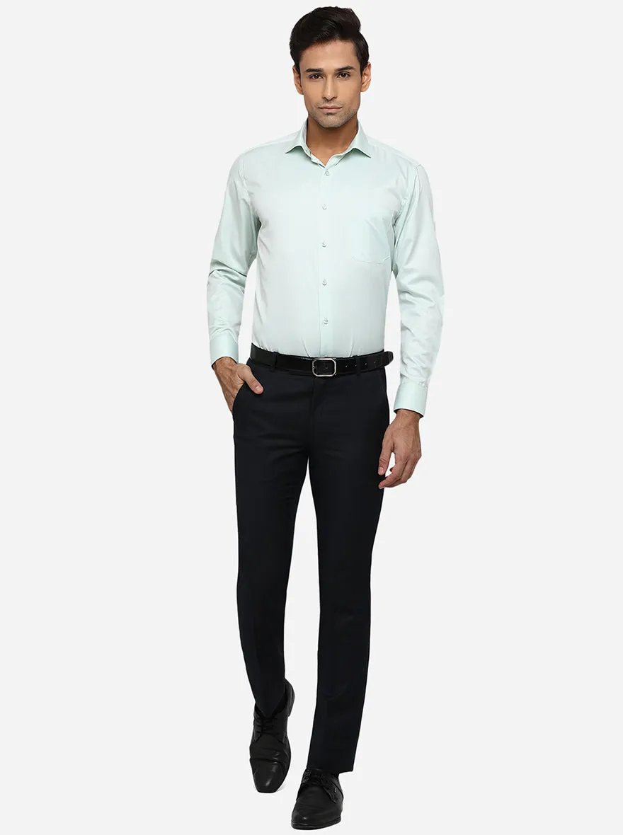Dark Blue Solid Slim Fit Formal Trouser | JB Studio