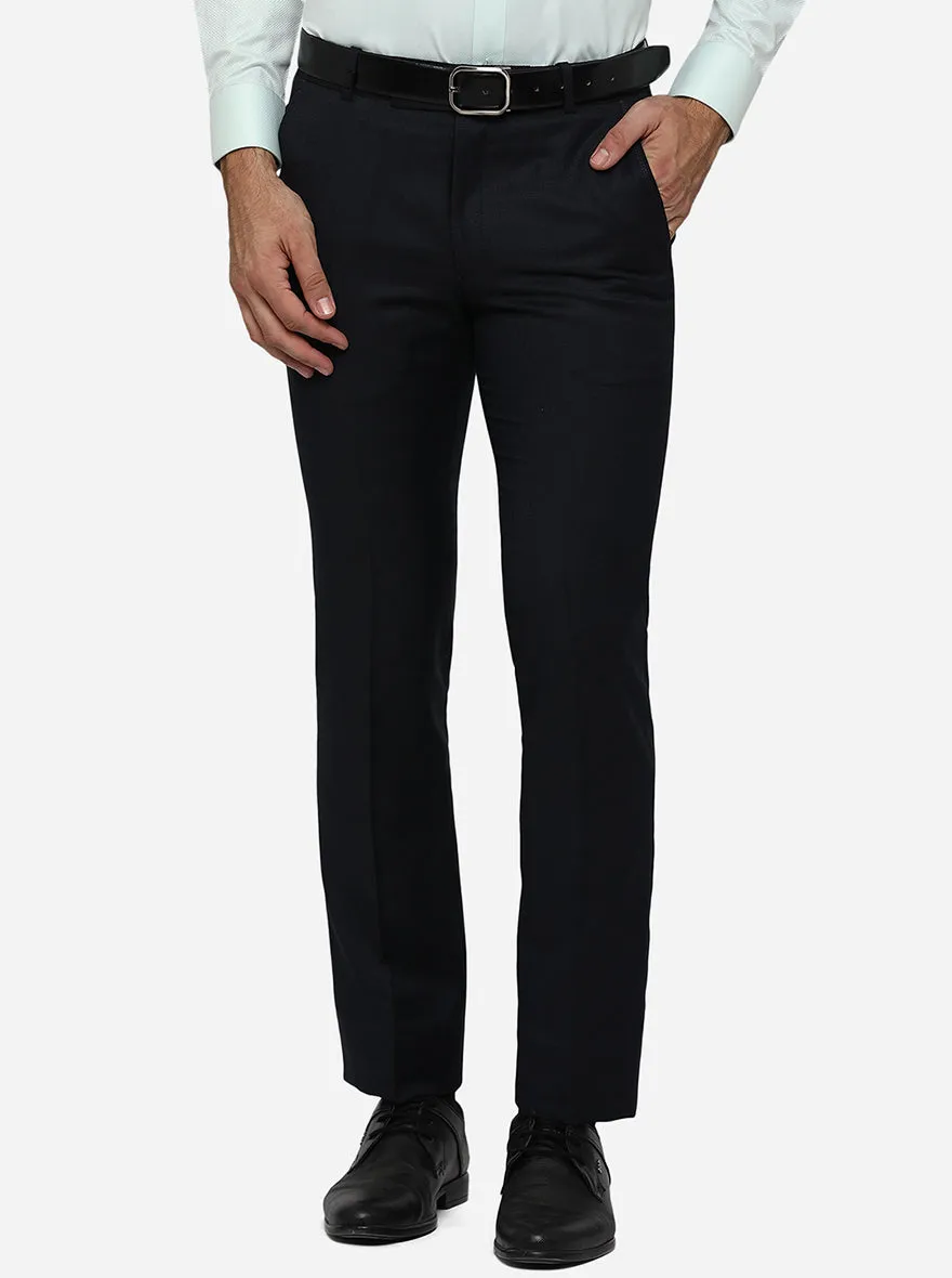 Dark Blue Solid Slim Fit Formal Trouser | JB Studio
