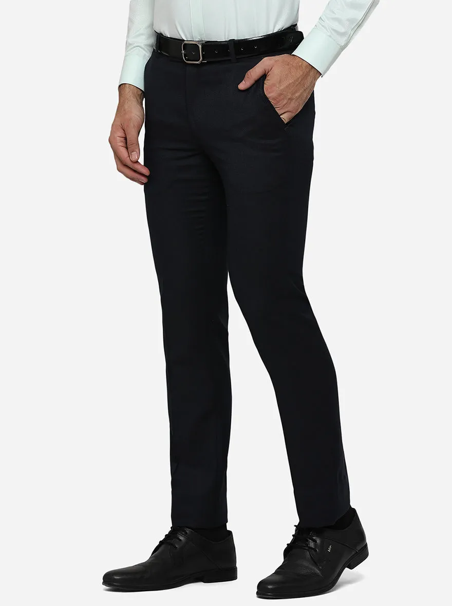 Dark Blue Solid Slim Fit Formal Trouser | JB Studio