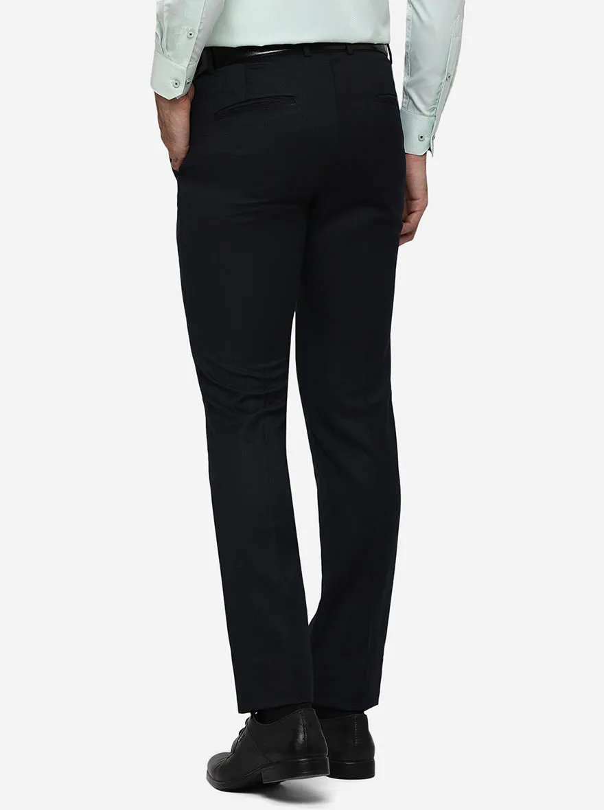 Dark Blue Solid Slim Fit Formal Trouser | JB Studio