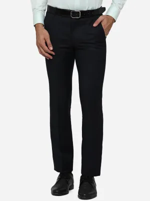 Dark Blue Solid Slim Fit Formal Trouser | JB Studio