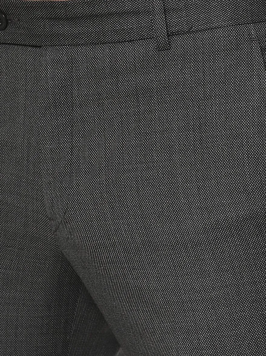 Dark Grey Solid Slim Fit Formal Trouser | JadeBlue