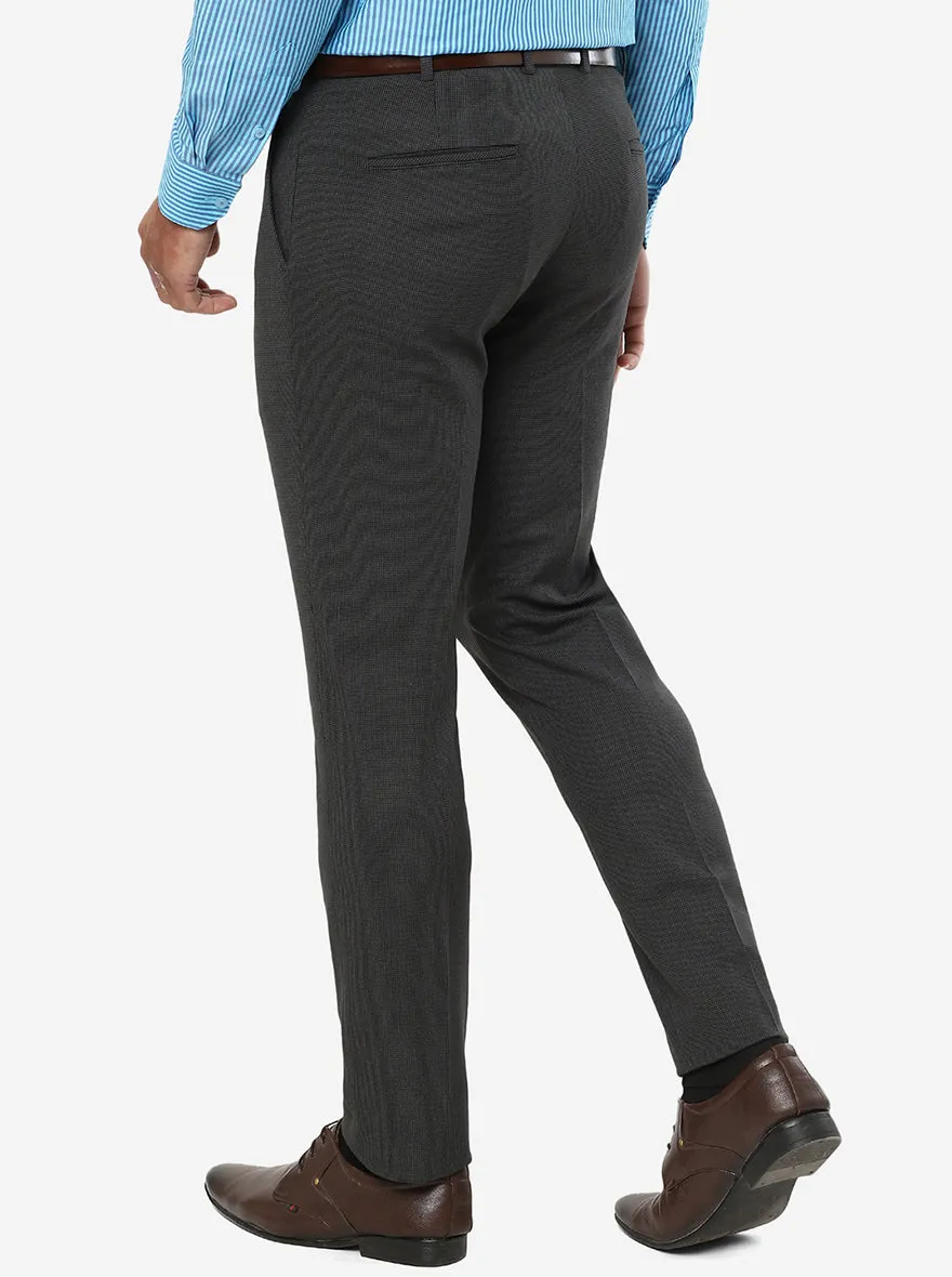 Dark Grey Solid Super Slim Fit Formal Trouser | JadeBlue