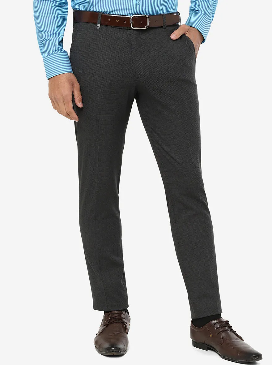 Dark Grey Solid Super Slim Fit Formal Trouser | JadeBlue