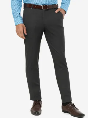 Dark Grey Solid Super Slim Fit Formal Trouser | JadeBlue