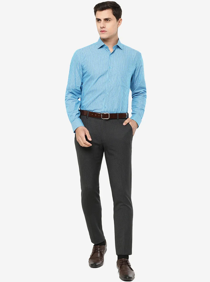 Dark Grey Solid Super Slim Fit Formal Trouser | JadeBlue