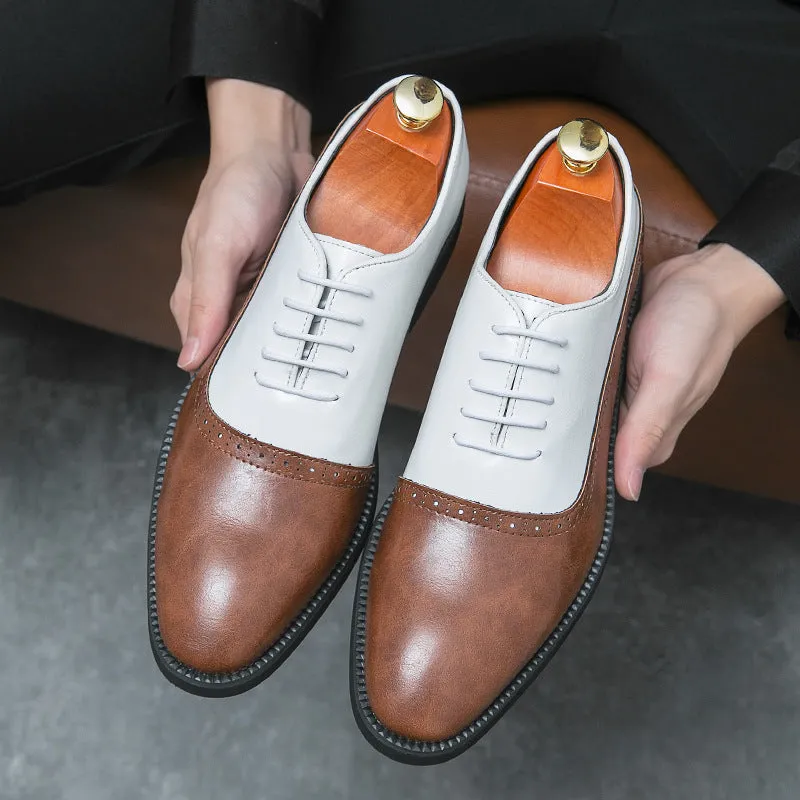 Double Color Block Leather Shoes