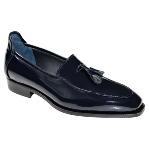 Duca Fano Navy Genuine Italian Patent Leather Tassel Loafer Shoes
