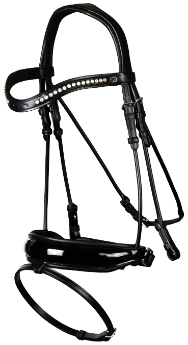Dy'on Dressage Patent Large Crank Noseband Bridle with Flash NRDHAN/O