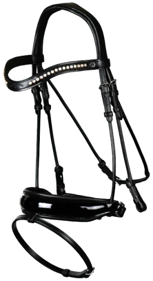 Dy'on Dressage Patent Large Crank Noseband Bridle with Flash NRDHAN/O