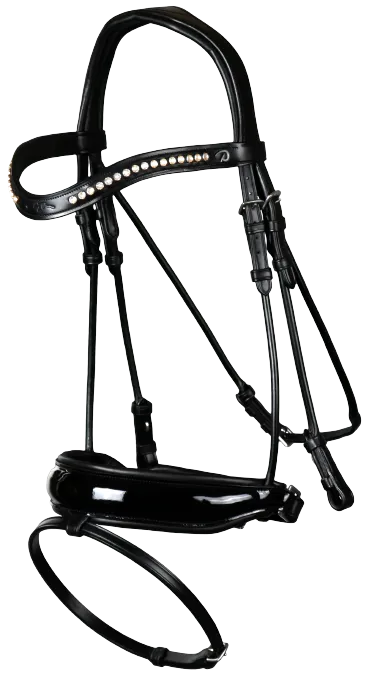 Dy'on Dressage Patent Large Crank Noseband Bridle with Flash NRDHAN/O