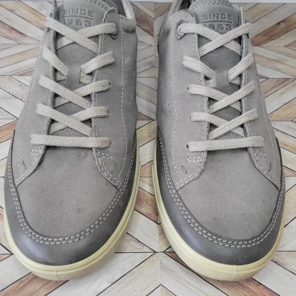 ECCO Taupe Nubuck Leather Lace Up Sneaker Casual Shoes Mens 45 EUR, 11-11.5 US