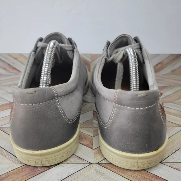 ECCO Taupe Nubuck Leather Lace Up Sneaker Casual Shoes Mens 45 EUR, 11-11.5 US