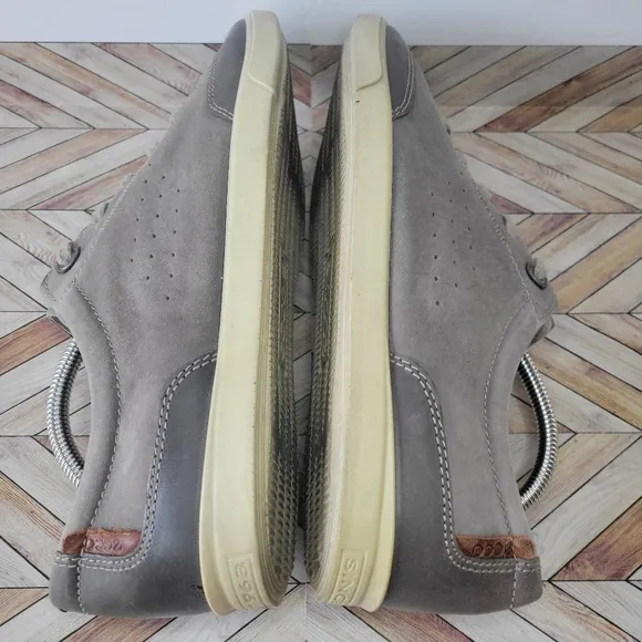 ECCO Taupe Nubuck Leather Lace Up Sneaker Casual Shoes Mens 45 EUR, 11-11.5 US