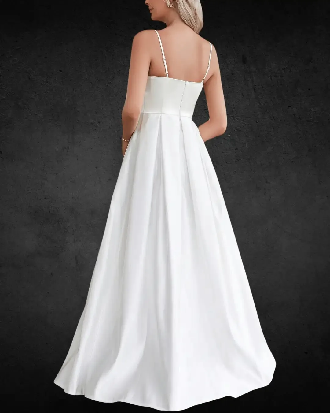 Elegant Satin Slip Wedding Dress with Appliqué – High-Quality Long Bridal Gown for Women