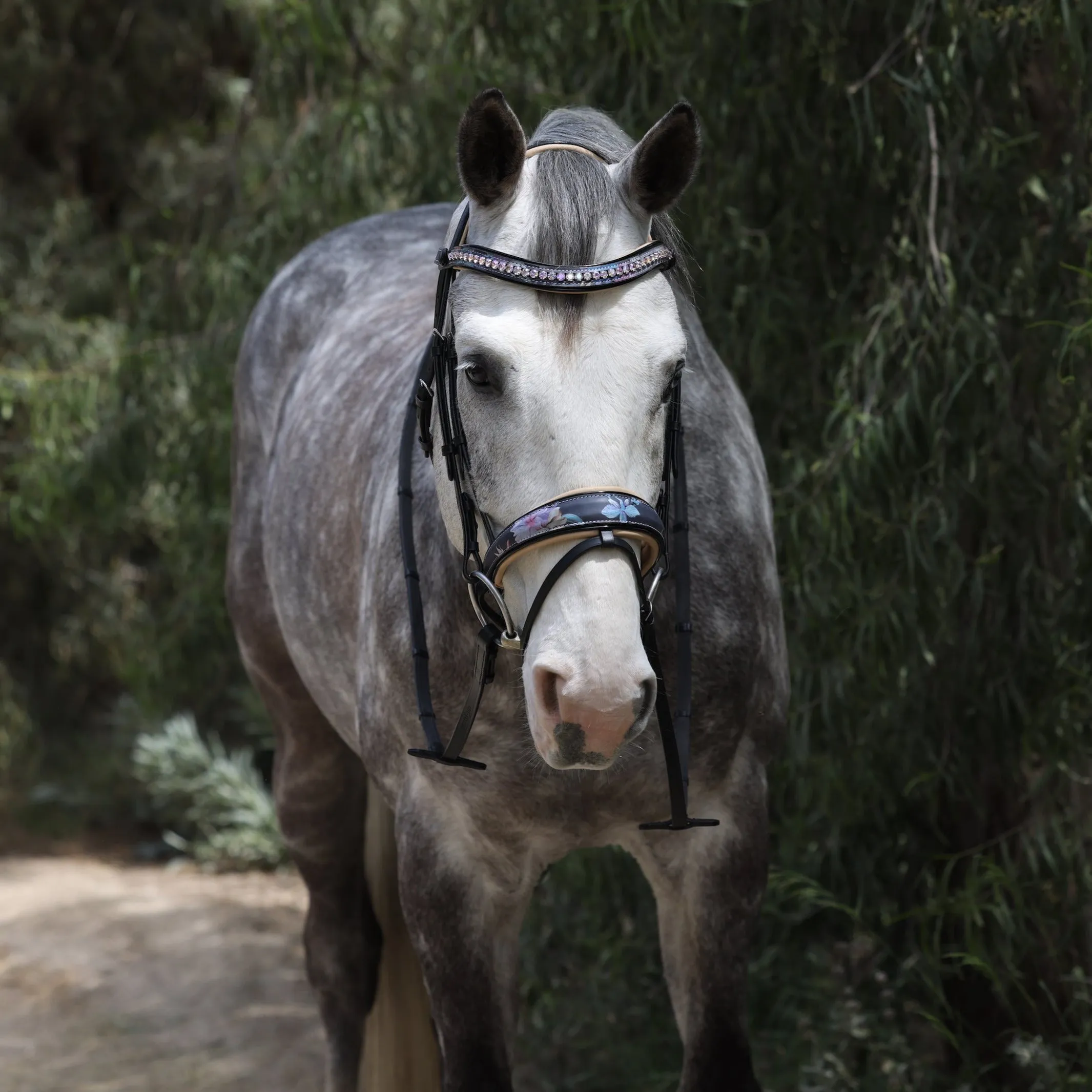 Fleur Snaffle Bridle - Cream Padding