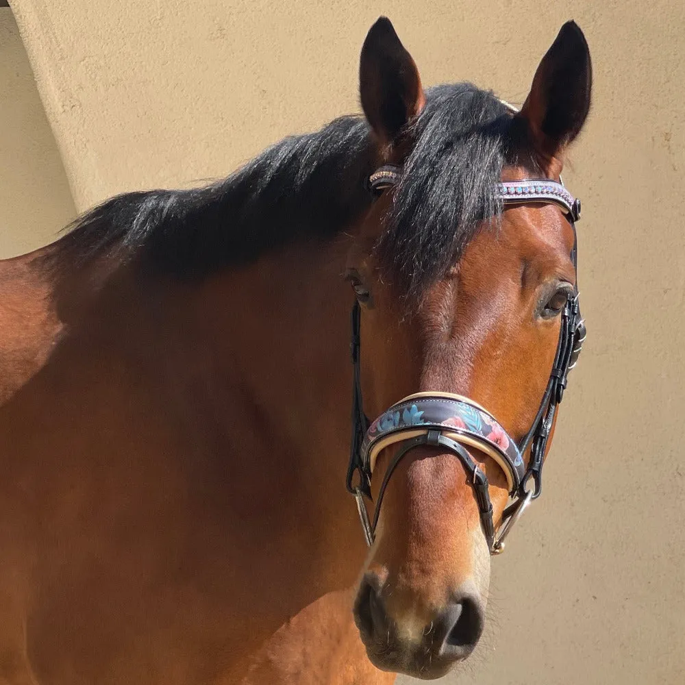 Fleur Snaffle Bridle - Cream Padding