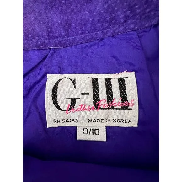 G-III Vintage Purple Suede Leather High Waisted Lined To Knee Skirt Size 9/10