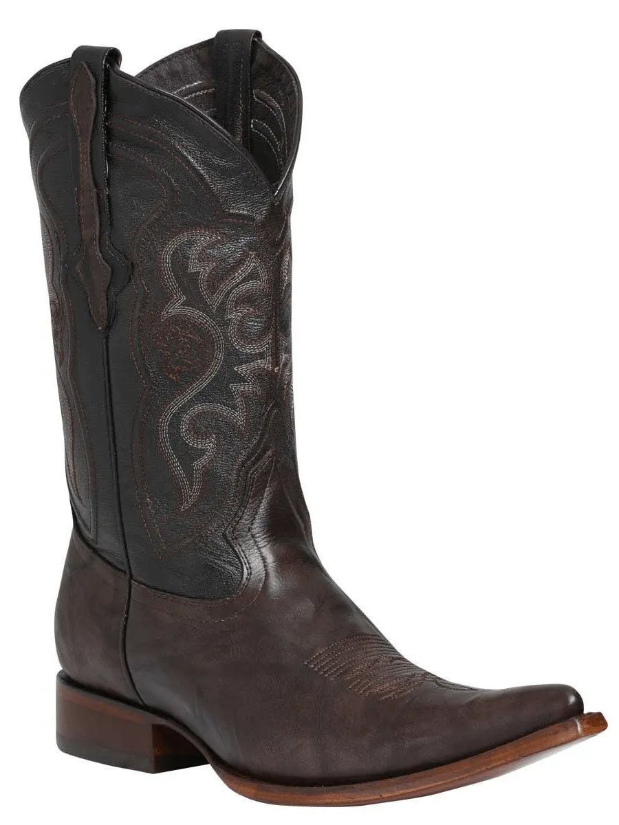 Genuine Leather Africa Cowboy Boots for Men 'El General' Coffee 122473