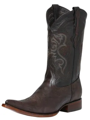 Genuine Leather Africa Cowboy Boots for Men 'El General' Coffee 122473