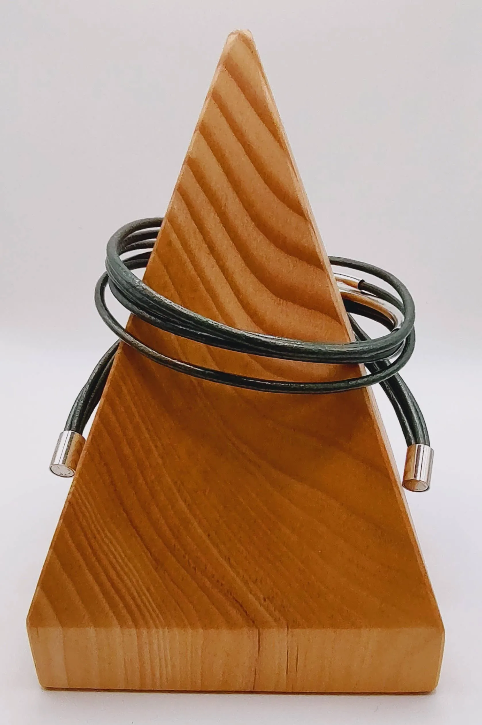 Genuine Leather Silver Plated Metallic Sea Green Original Wrap Bracelet