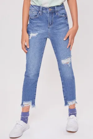 Girls Taylor High-Rise Relaxed Fit Destructed Fray Hem Ankle Jean 12 Pack