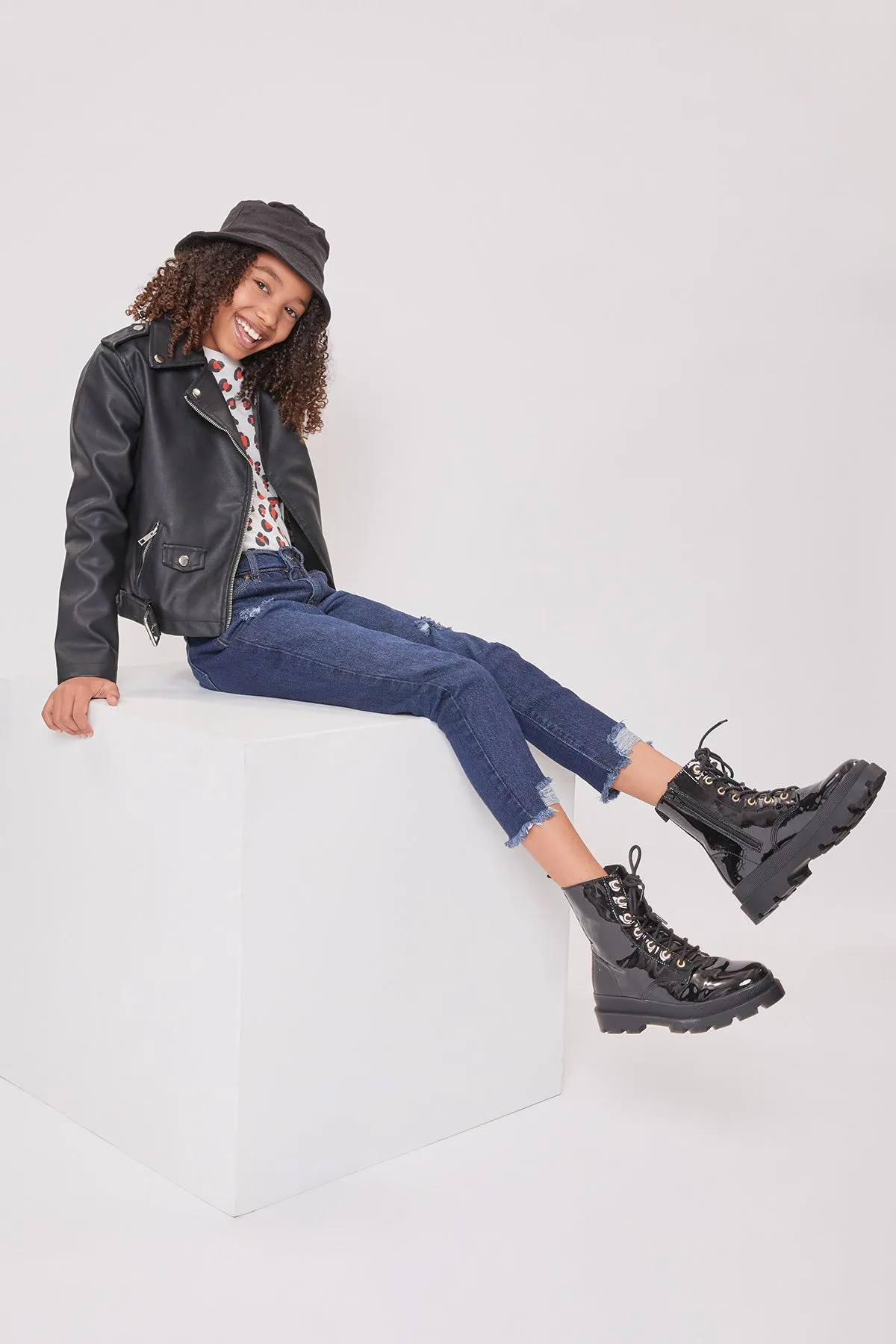 Girls Taylor High-Rise Relaxed Fit Destructed Fray Hem Ankle Jean 12 Pack