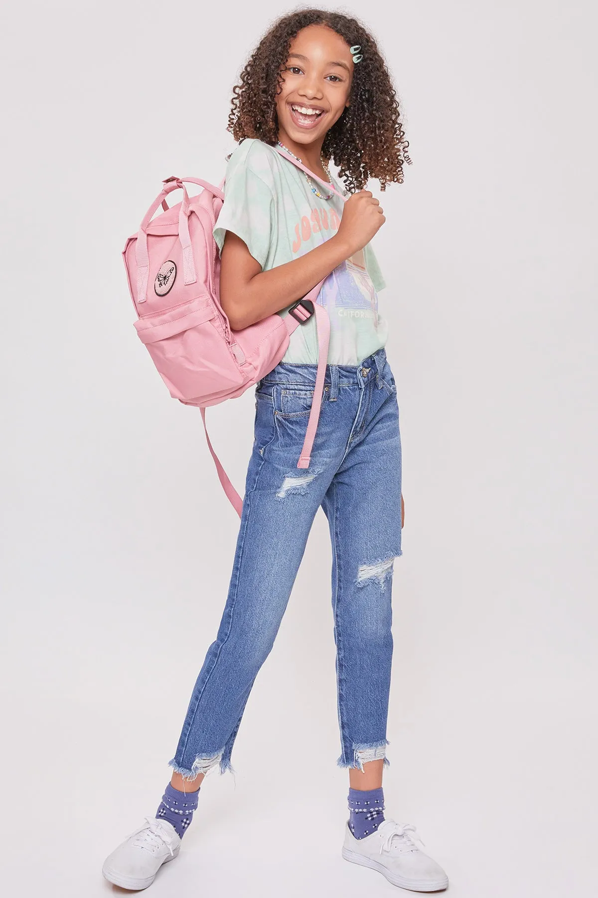 Girls Taylor High-Rise Relaxed Fit Destructed Fray Hem Ankle Jean 12 Pack