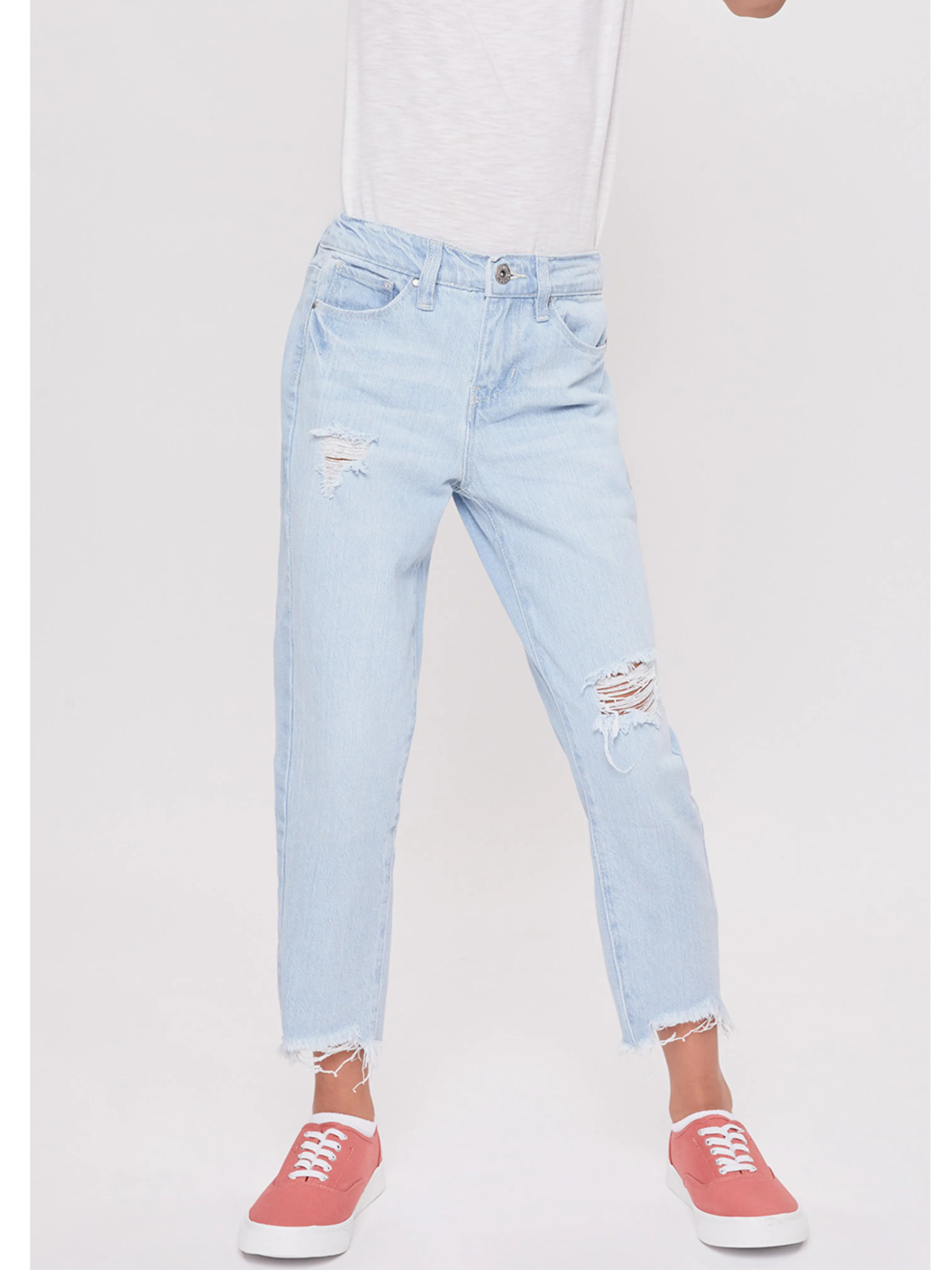 Girls Taylor High-Rise Relaxed Fit Destructed Fray Hem Ankle Jean 12 Pack