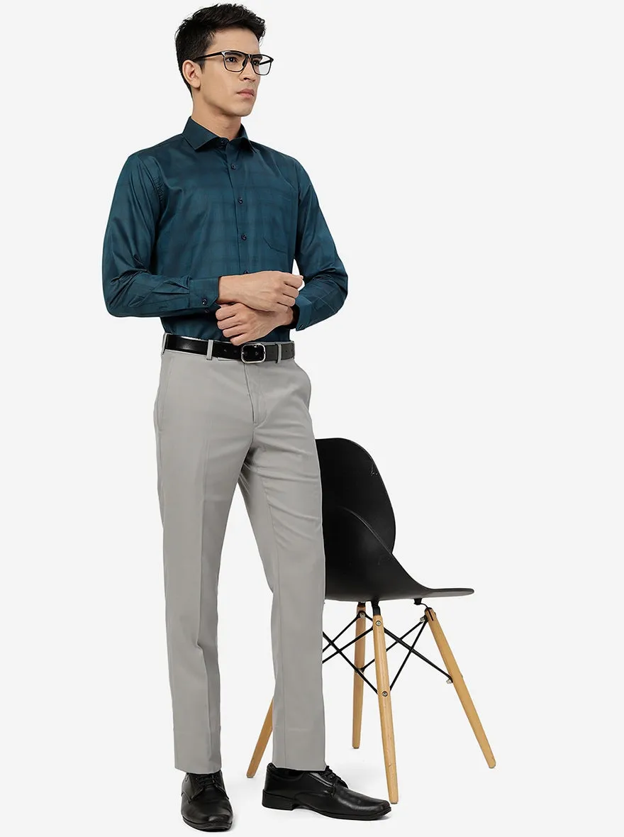 Green Checked Slim Fit Formal Shirt | Greenfibre