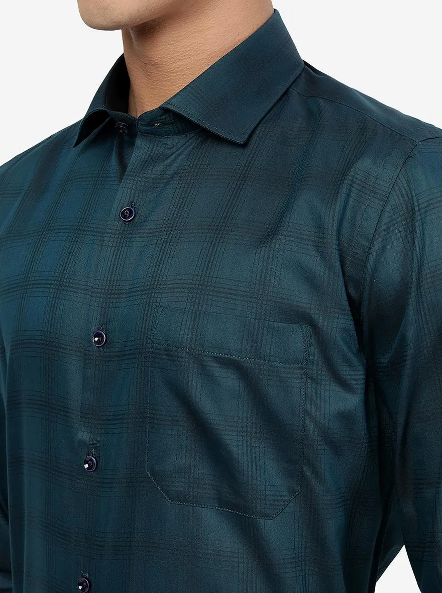 Green Checked Slim Fit Formal Shirt | Greenfibre
