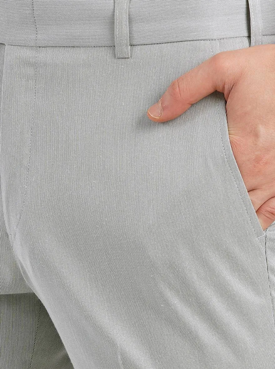 Grey Solid Slim Fit Formal Trouser | Greenfibre