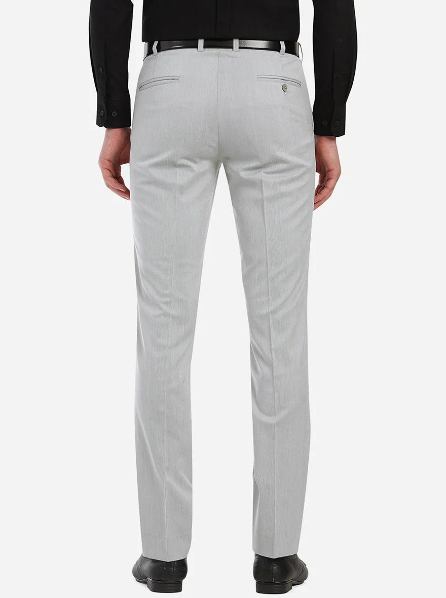 Grey Solid Slim Fit Formal Trouser | Greenfibre