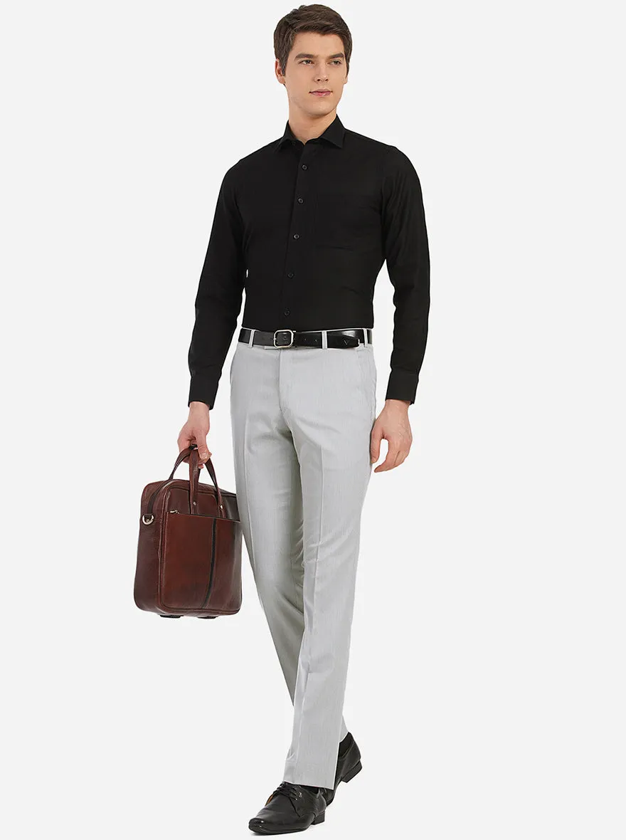 Grey Solid Slim Fit Formal Trouser | Greenfibre