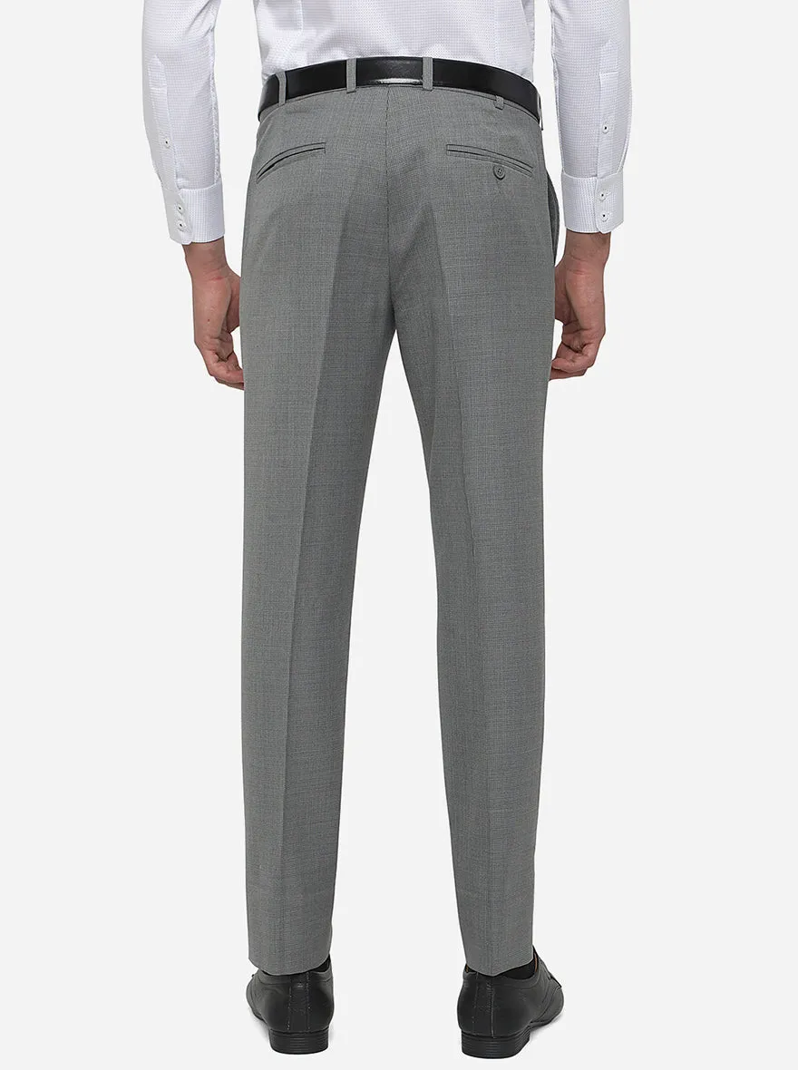 Grey Solid Slim Fit Formal Trouser | JadeBlue