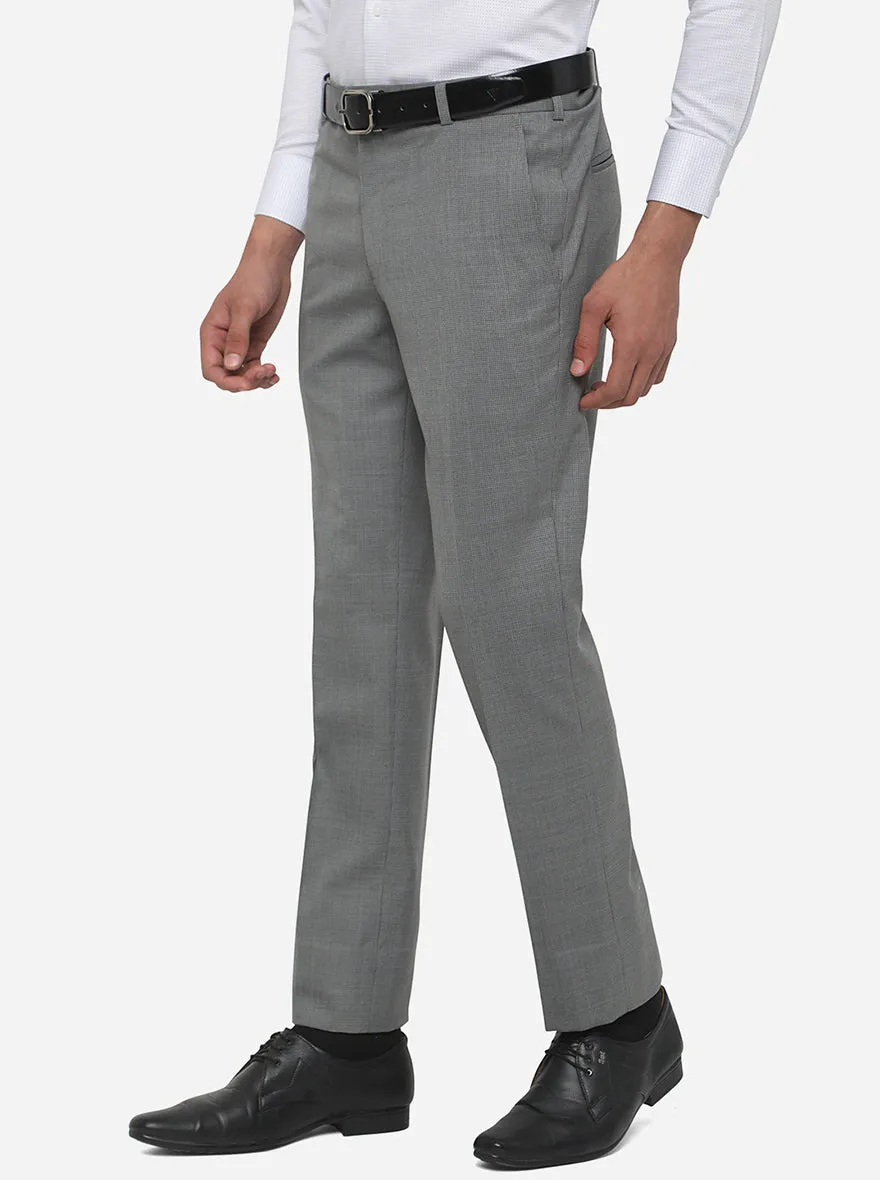 Grey Solid Slim Fit Formal Trouser | JadeBlue