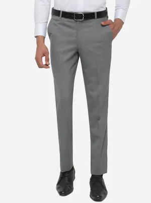 Grey Solid Slim Fit Formal Trouser | JadeBlue