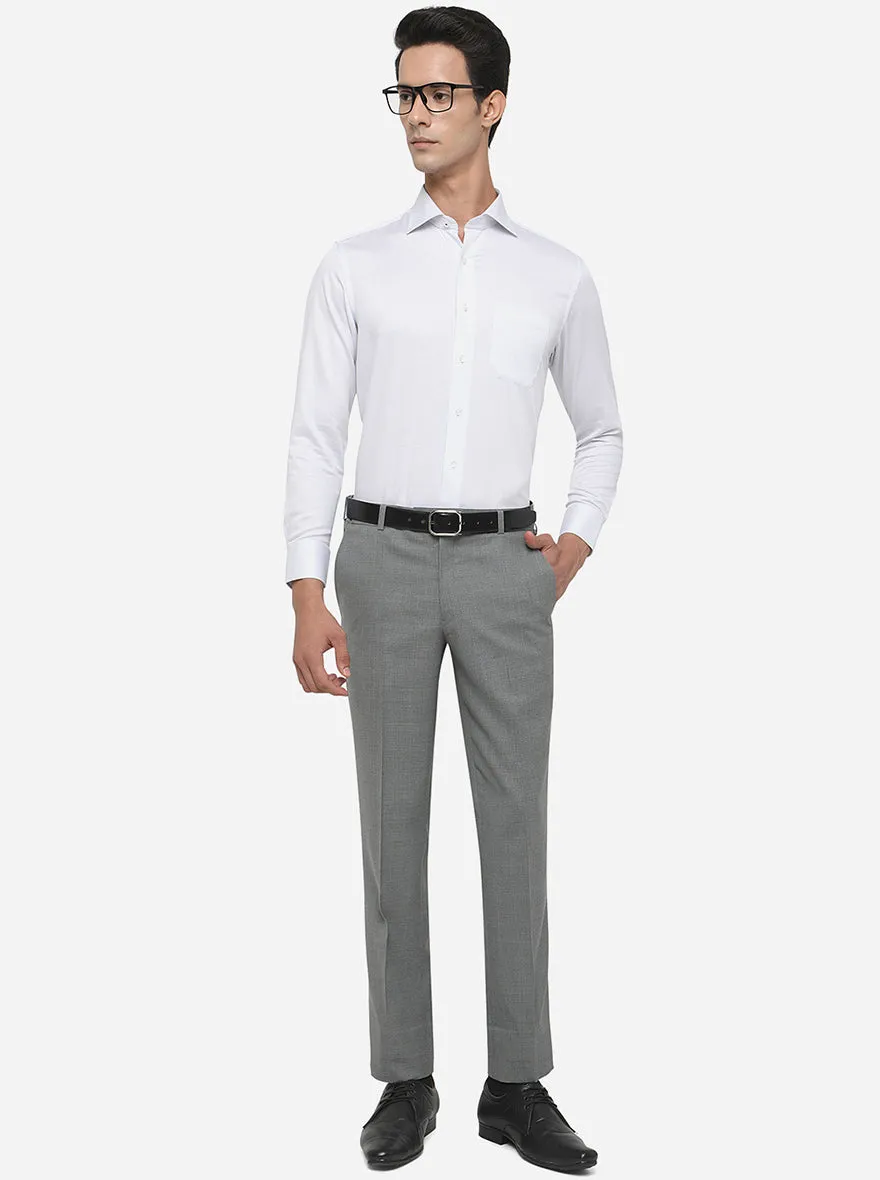 Grey Solid Slim Fit Formal Trouser | JadeBlue