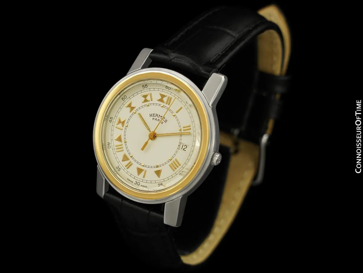 Hermes Carrick Mens Full Size Watch - Stainless Steel & 18K Gold