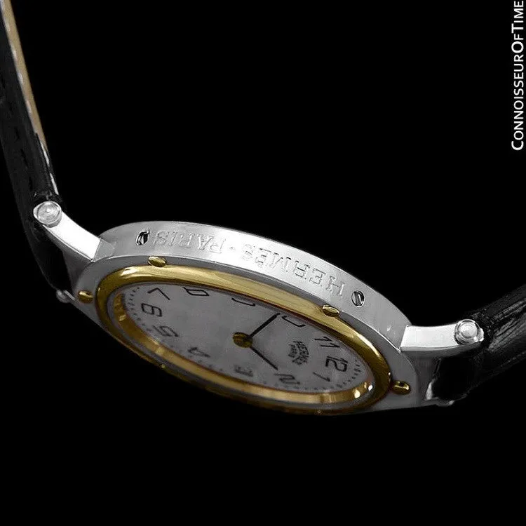 Hermes Mens Clipper 2-Tone Quartz Watch - Stainless Steel & 18K Gold Plated