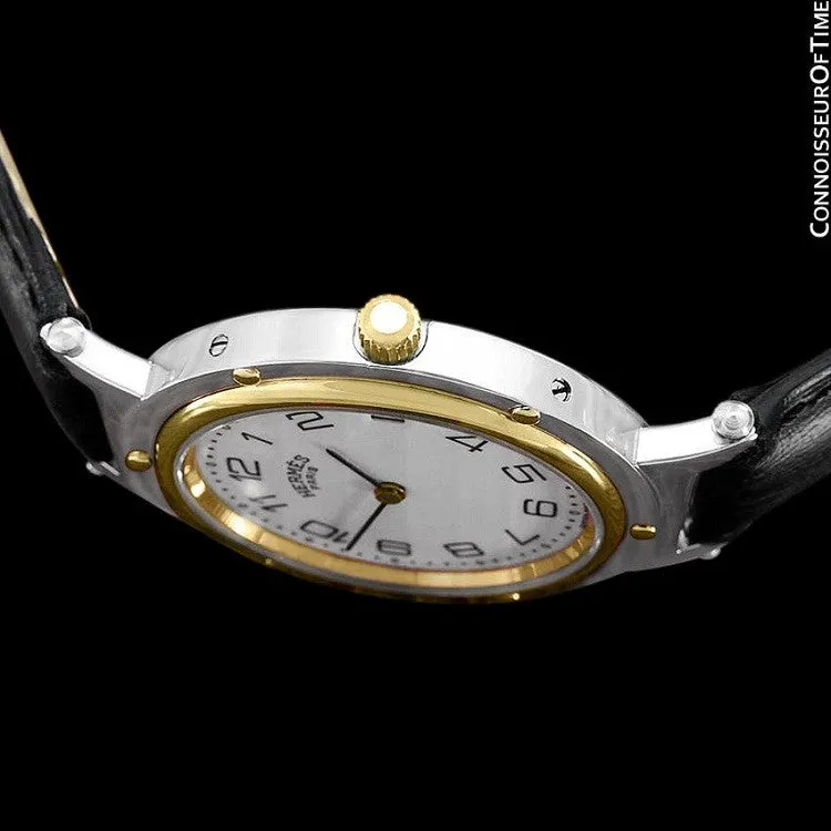 Hermes Mens Clipper 2-Tone Quartz Watch - Stainless Steel & 18K Gold Plated