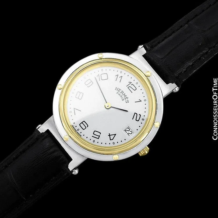 Hermes Mens Clipper 2-Tone Quartz Watch - Stainless Steel & 18K Gold Plated