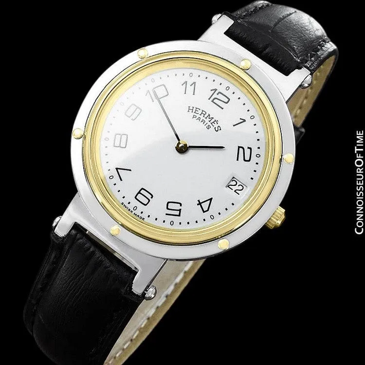 Hermes Mens Clipper 2-Tone Quartz Watch - Stainless Steel & 18K Gold Plated