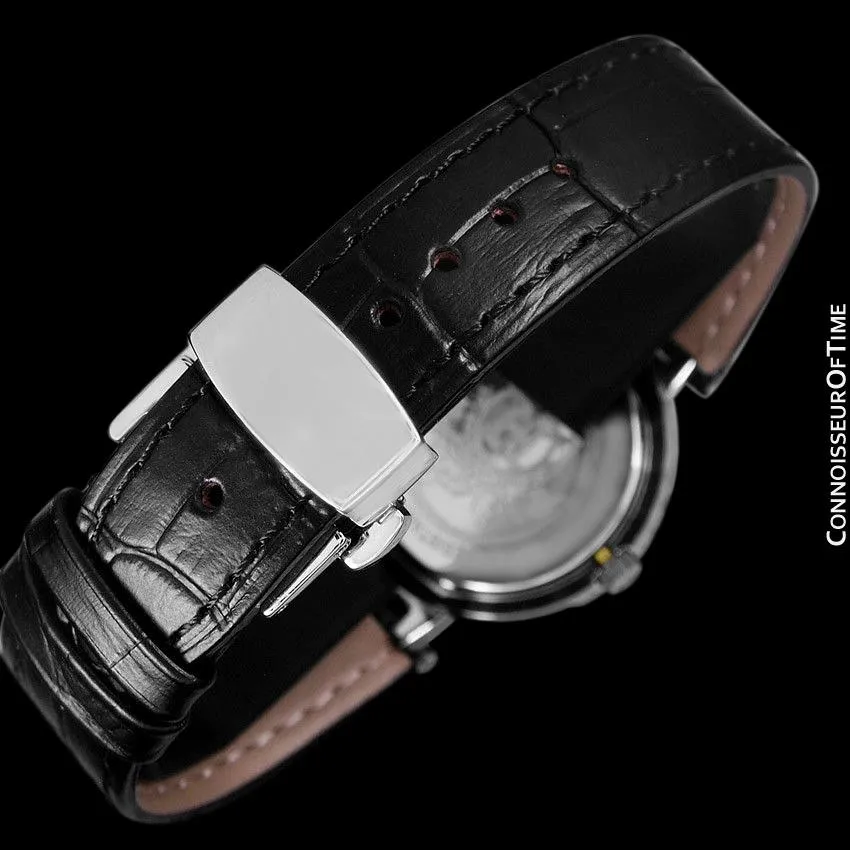 Hermes Midsize Unisex or Larger Ladies Clipper 2-Tone Quartz Watch - Stainless Steel and 18K Gold Plated