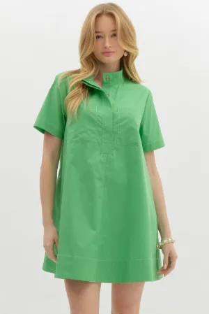 High Neck Mini Swing Dress {Green}