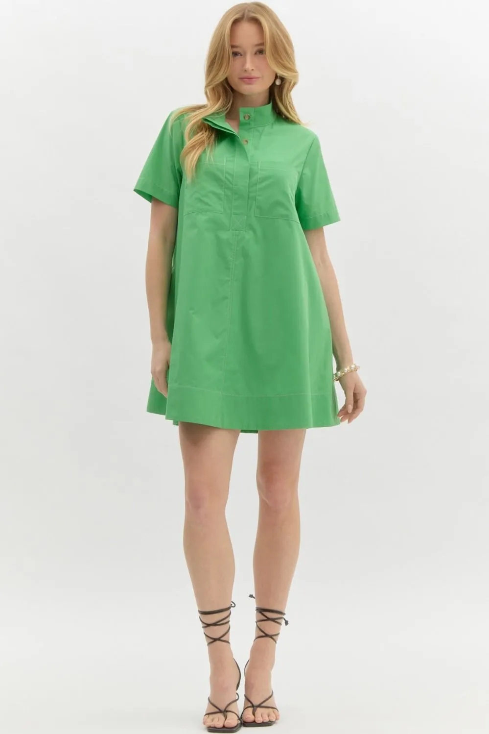 High Neck Mini Swing Dress {Green}