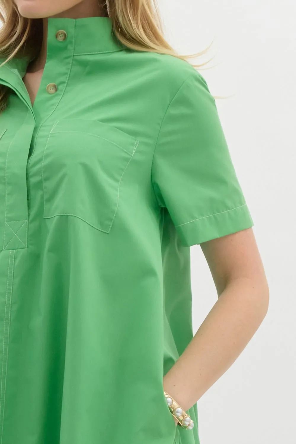 High Neck Mini Swing Dress {Green}