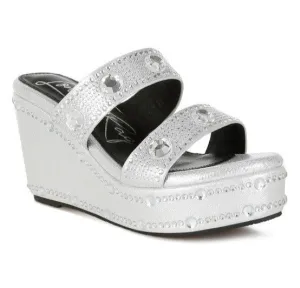 Iki Diki Rhinestone & Diamante Wedge Sandals