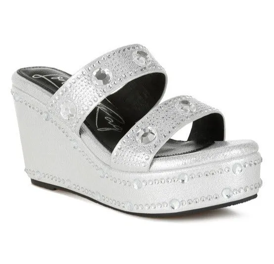 Iki Diki Rhinestone & Diamante Wedge Sandals