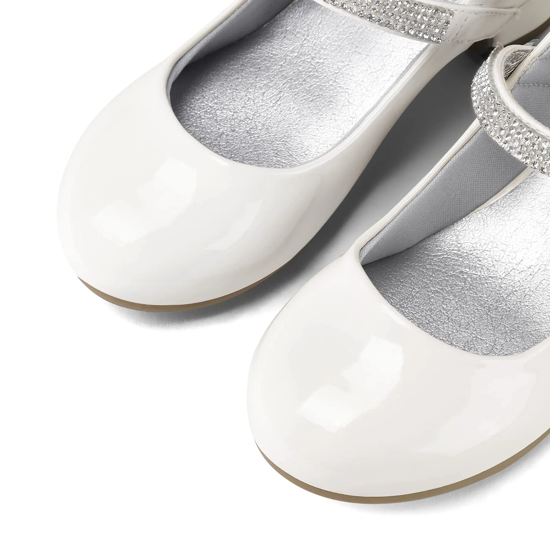 Kids Dress Shoes-Low Heel Rhinestone Strap Mary Jane Shoes